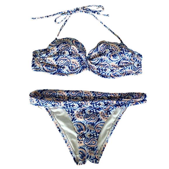 Victoria’s Secret Blue Paisley Bikini Set - 34B & XS - Picture 2 of 9